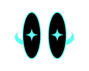 Wall Mural - y2k abstract eyes shape. cool icon of playful shapes. retro aesthetic with psychedelic elements, mod