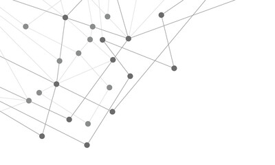 Fototapete - Website header or banner design with abstract geometric background and connecting dots and lines. Global network connection. Digital technology with plexus background and space for your text