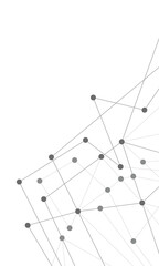 Fototapete - Website header or banner design with abstract geometric background and connecting dots and lines. Global network connection. Digital technology with plexus background and space for your text