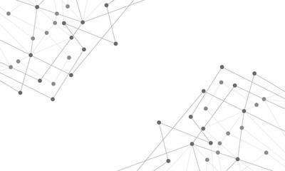 Fototapete - Website header or banner design with abstract geometric background and connecting dots and lines. Global network connection. Digital technology with plexus background and space for your text