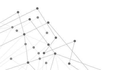 Fototapete - Website header or banner design with abstract geometric background and connecting dots and lines. Global network connection. Digital technology with plexus background and space for your text