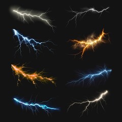 Wall Mural - lightning thunder design element set