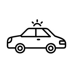 Poster - Outlined depiction of a patrol vehicle with emergency lights on top in a simple graphic style
