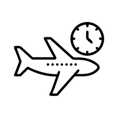 Poster - Outline of a plane with a clock indicating travel time and scheduling for flights and journeys