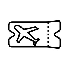Poster - Outline of a boarding pass with an airplane icon for travel and transportation concept design use case