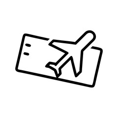 Poster - Outline of a plane on a boarding pass representing air travel and international destinations for vacations