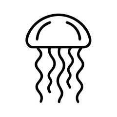 Poster - Simple graphic depiction of a sea creature with wavy tentacles in monochrome style design art form
