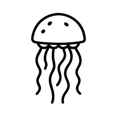 Poster - Simple graphic of a jellyfish with spots on its bell and flowing tentacles in black outline style