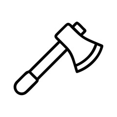 Poster - Axe with a wooden handle and a metal head depicted in a simple outline style on white background