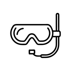 Poster - Outline drawing of a diving mask with snorkel for underwater exploration and recreational activities near the sea
