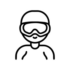 Poster - Person wearing a swim cap and goggles in a simple line drawing style for sporting activities design use