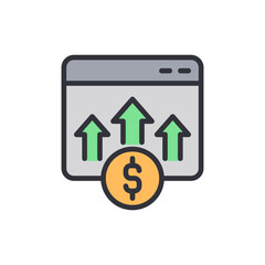Poster - Online Financial Growth Concept With Rising Arrows And Dollar Sign