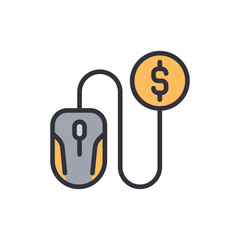 Poster - Mouse Cursor Connects To A Coin Illustrating Pay Per Click Concept