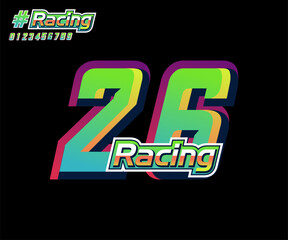 Leinwandbilder - racing number 26 with racing text, for sports and racing