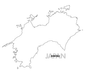  四国の白地図 県境無し