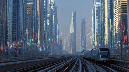 Poster - Futuristic Metro Transit System Blending into Urban Skyline