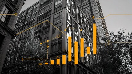Poster - Modern NGO Building Facade with Data Visualization Overlay