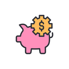 Poster - Creative Investment Concept Displaying Piggy Bank With Dollar Sign Gear