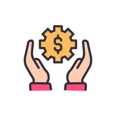 Poster - Hands Presenting A Cogwheel With A Dollar Sign In The Center