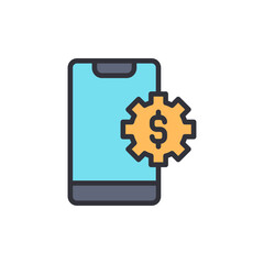 Poster - Mobile Application With Gear And Dollar Sign For Financial Optimization