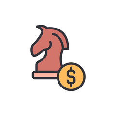 Poster - Strategic Financial Maneuvers Depicted By A Chess Knight And Dollar Coin