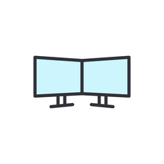 Poster - Creative Illustration Of Dual Monitors Used By Designers And Programmers