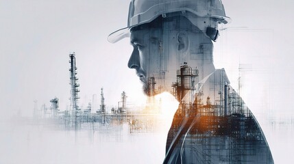Poster - Civil Engineer Profile with Chemical Plant Background and Overlay