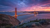 Golden Gate Bridge Sunset Panorama View