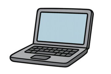 Poster - Grey laptop computer with blank screen on transparent background, ideal for presentations or showcasing software and websites