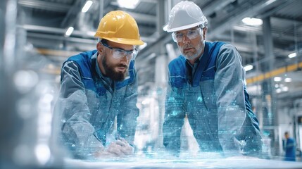 Poster - Double Exposure of Male Supervisor and Technician in Industrial Setting
