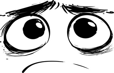 Poster - Cartoon eyes wide open with expressive eyebrows and worried look. Vector illustration