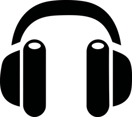 Poster - Black silhouette of headphones on a white background, minimalist audio icon. Vector illustration