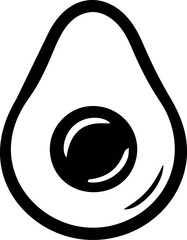 Aufkleber - Outline icon of an avocado with a seed in the center, simple black design. Vector illustration