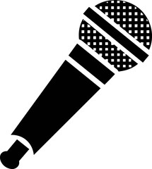 Poster - Black and white microphone vector icon representing audio and music. Vector illustration