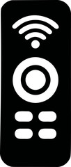 Poster - Black and white remote control icon with wifi signal symbol. Vector illustration