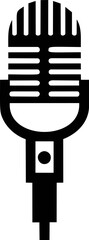 Aufkleber - Black and white retro microphone silhouette with vintage design style. Vector illustration