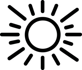 Aufkleber - Black sun icon with radiating lines in a minimal design, vector illustration. Vector illustration