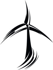 Poster - Abstract black and white artwork of stylized wind turbine blades. Vector illustration