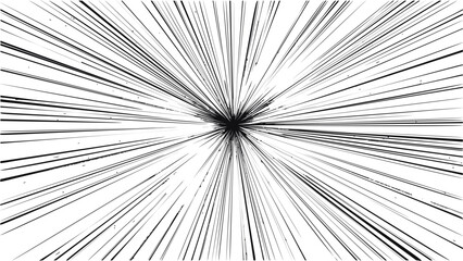 Poster - Radial speed lines converging to a central point in black and white illustration. Vector illustration