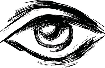 Poster - Monochrome brushstroke eye illustration with abstract detail. Vector illustration