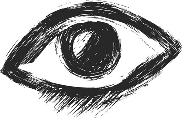 Poster - Sketch of an eye with bold strokes in black ink, abstract expression. Vector illustration