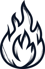 Poster - Stylized black flame outline with abstract shapes on white background. Vector illustration