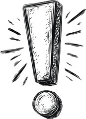 Aufkleber - Black and white sketch of an exclamation mark with dynamic lines. Vector illustration