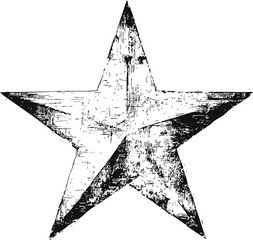 Aufkleber - Black and white grunge star with distressed texture, illustration. Vector illustration