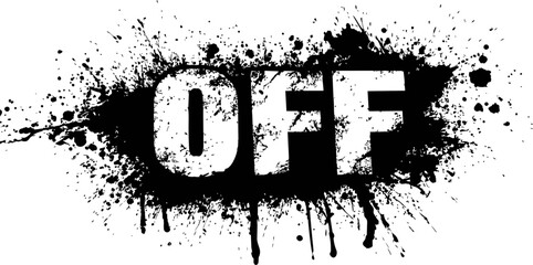 Leinwandbilder - Bold black splatter design forming the word 'off' on a white background. Vector illustration