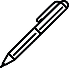 Poster - Black and white outline of a classic ballpoint pen icon, simple and minimalistic. Vector illustration