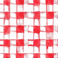 Poster - Red And White Watercolor Plaid Pattern