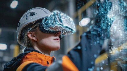 Poster - Technician Diagnosing Plant Faults Using VR Headset for Solutions