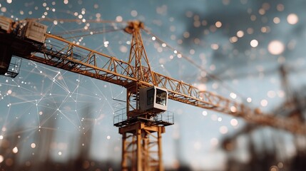 Poster - Detailed View of Construction Crane with Augmented Reality Overlay