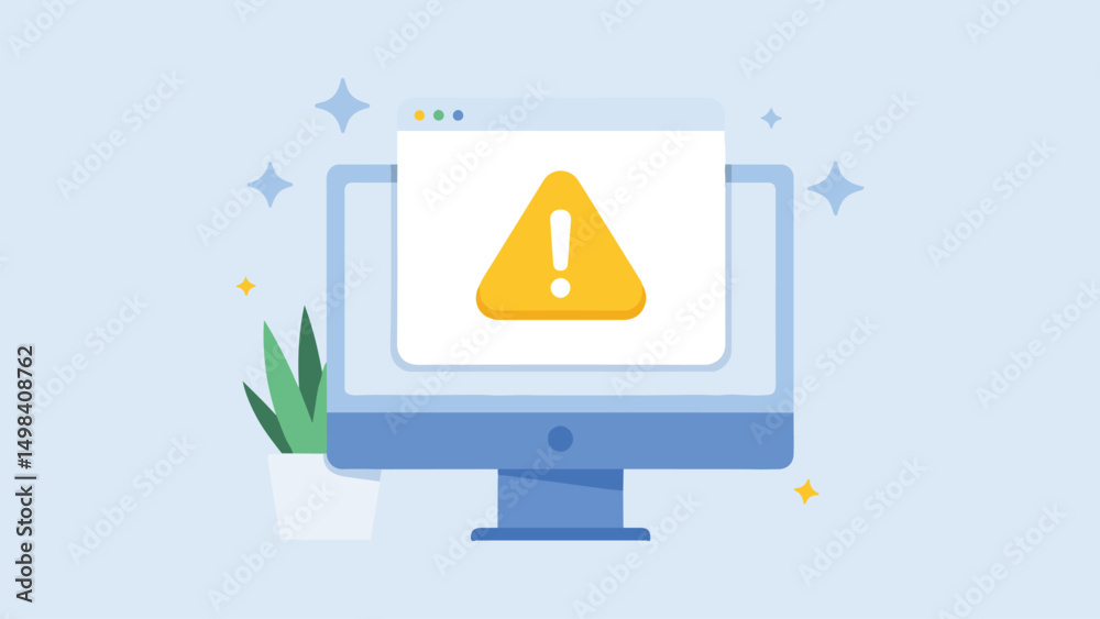 Computer Warning Alert – Monitor Displaying Yellow Exclamation Symbol ...